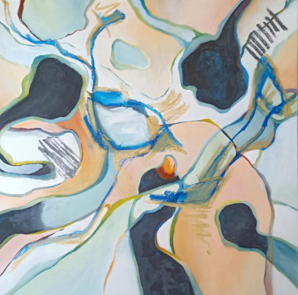 Gillian Richards, Internal dialogue, oil on canvas, 100cm x 100cm